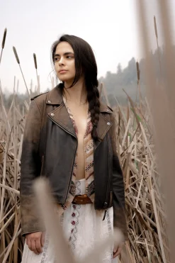 Leather Jackets^Frye Authentic Soft Lamb Crackle Leather Biker Jacket Brown