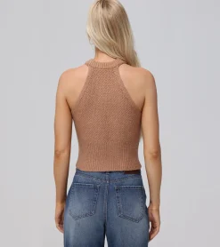 Tops^Frye Cable Halter Sweater Brown
