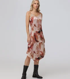 Dresses^Frye Charmeuse Lace Trim Slip Midi Dress
