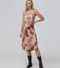 Dresses^Frye Charmeuse Lace Trim Slip Midi Dress
