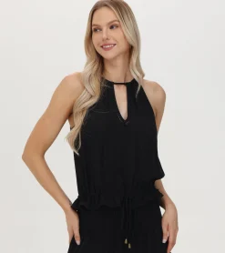 Tops^Frye Crochet Halter Neck Top Black Beauty