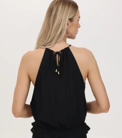 Tops^Frye Crochet Halter Neck Top Black Beauty