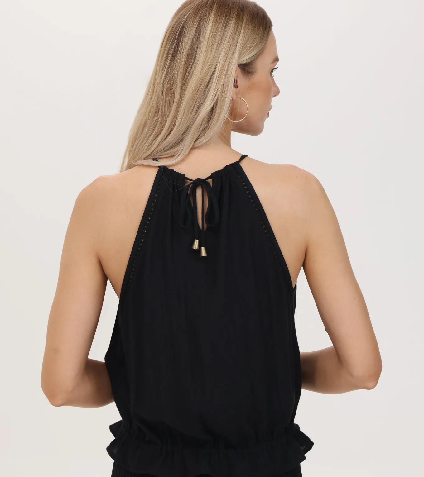 Tops^Frye Crochet Halter Neck Top Black Beauty