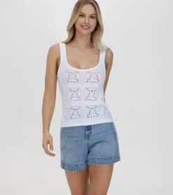Tops^Frye Crochet Tank Bright White