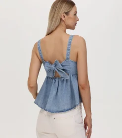 Tops^Frye Cropped Babydoll Top Cloud Wash