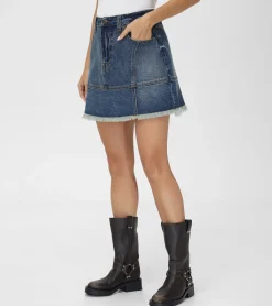 Bottoms^Frye Denim Mini Skirt Mustang Wash