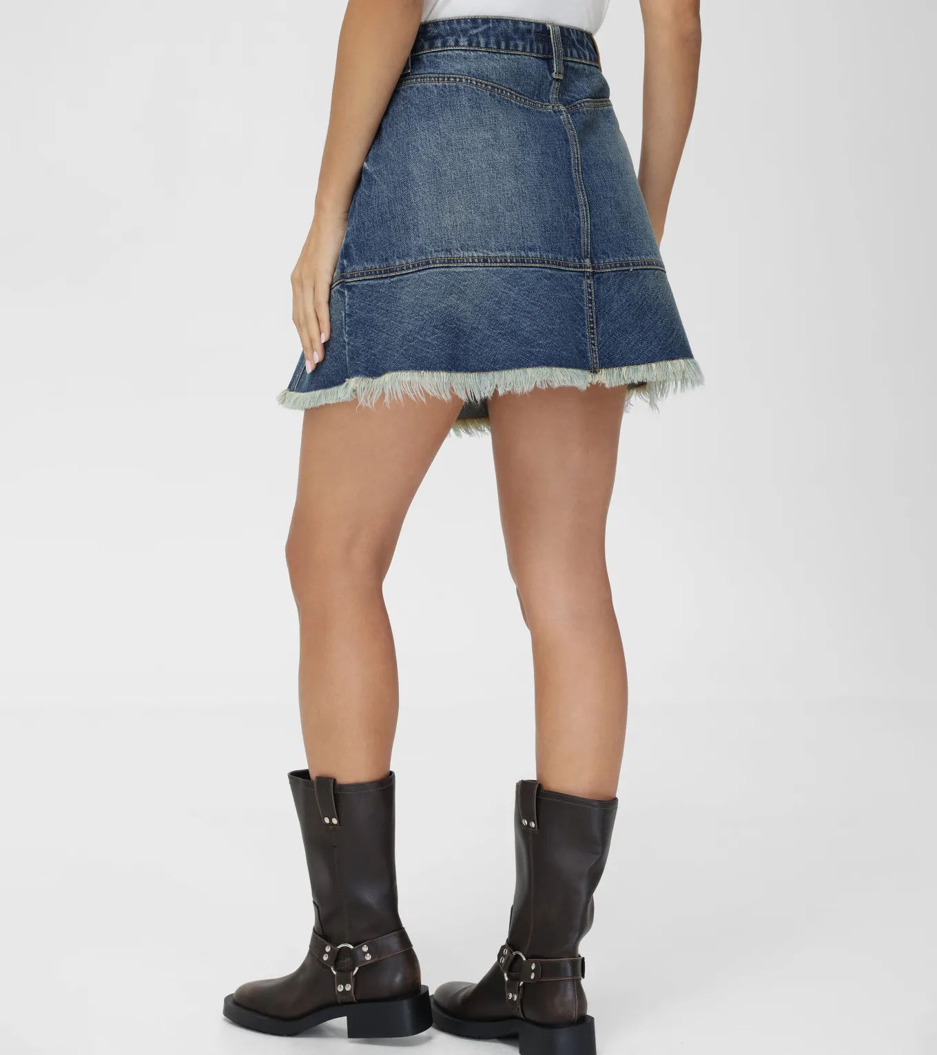 Bottoms^Frye Denim Mini Skirt Mustang Wash