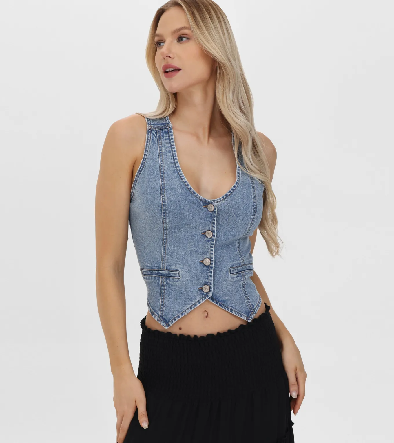 Tops^Frye Denim Vest Meadow Wash