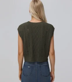 Tops^Frye Distressed Cable Sweater Vest