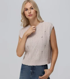 Tops^Frye Distressed Cable Sweater Vest