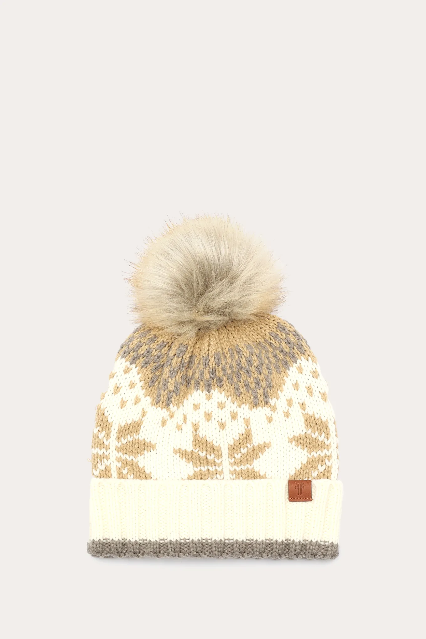 Cold Weather^Frye Fair Isle Beanie With Cuff & Faux Fur Pom