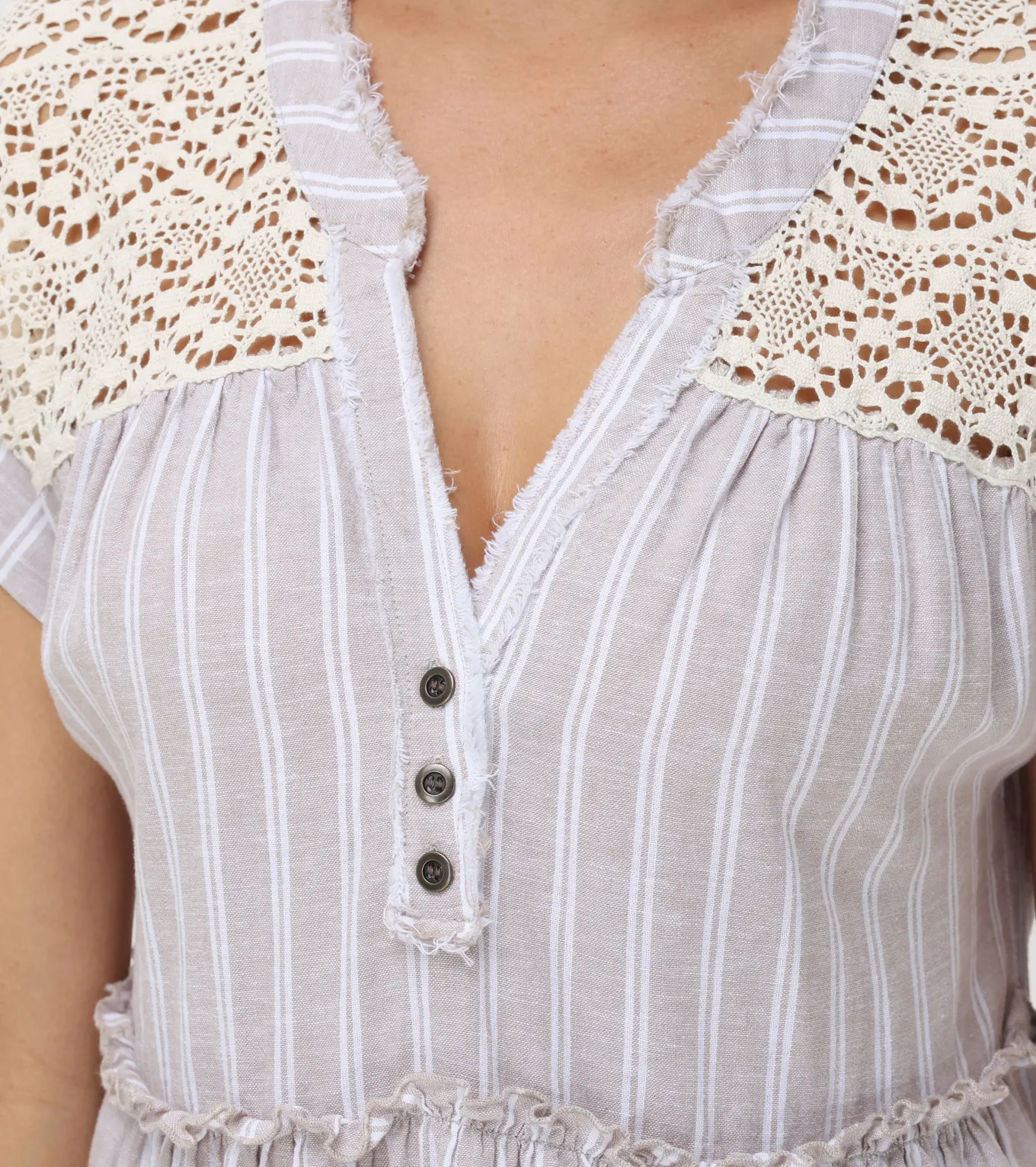 Dresses^Frye Linen Striped Midi Dress Natural Sand Stripe