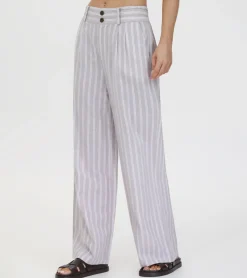 Bottoms^Frye Linen Striped Wide Leg Pant Natural Sand Stripe