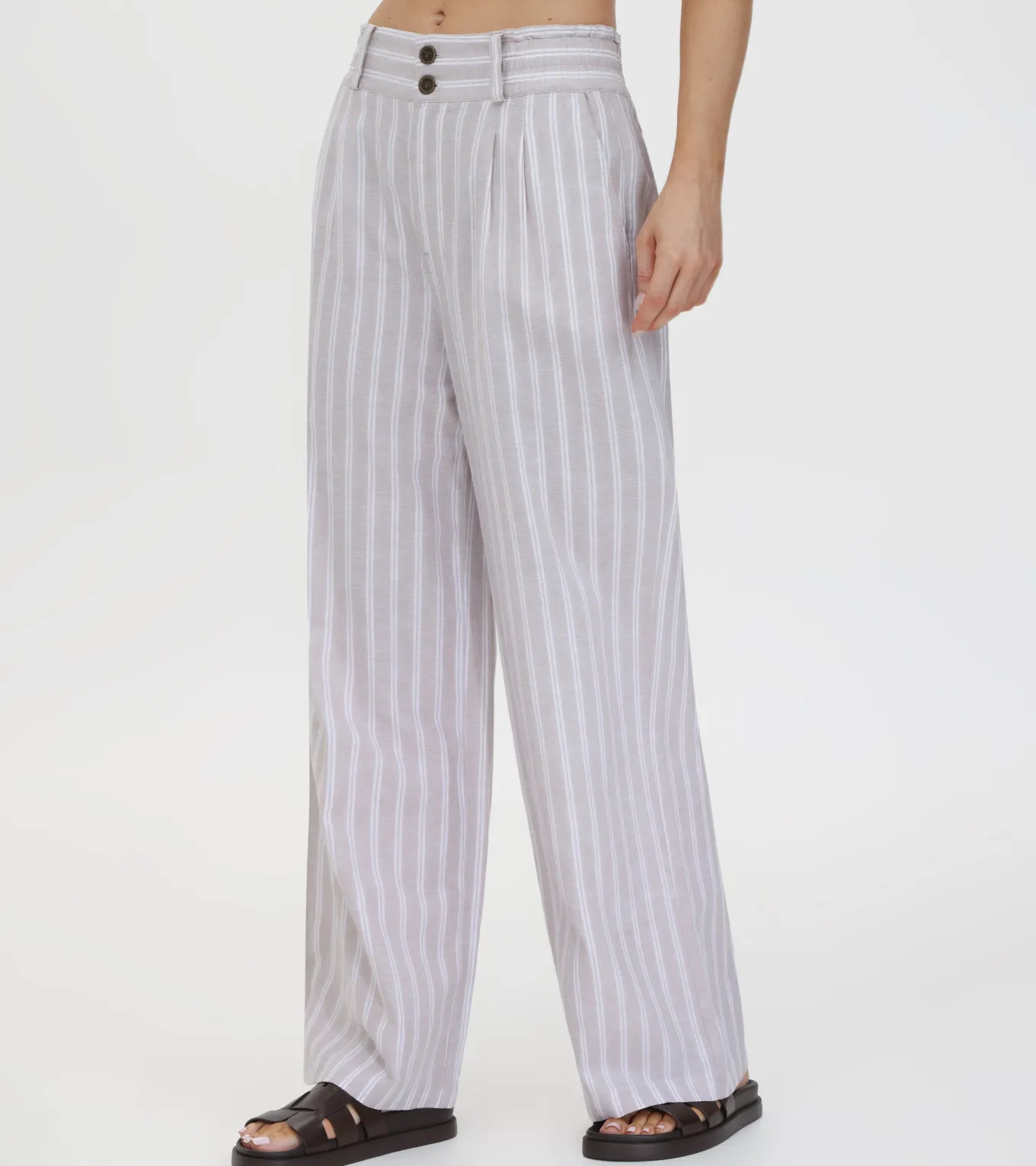Bottoms^Frye Linen Striped Wide Leg Pant Natural Sand Stripe