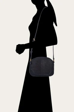 Handbags^Frye Melissa Sueded Croco Camera Black