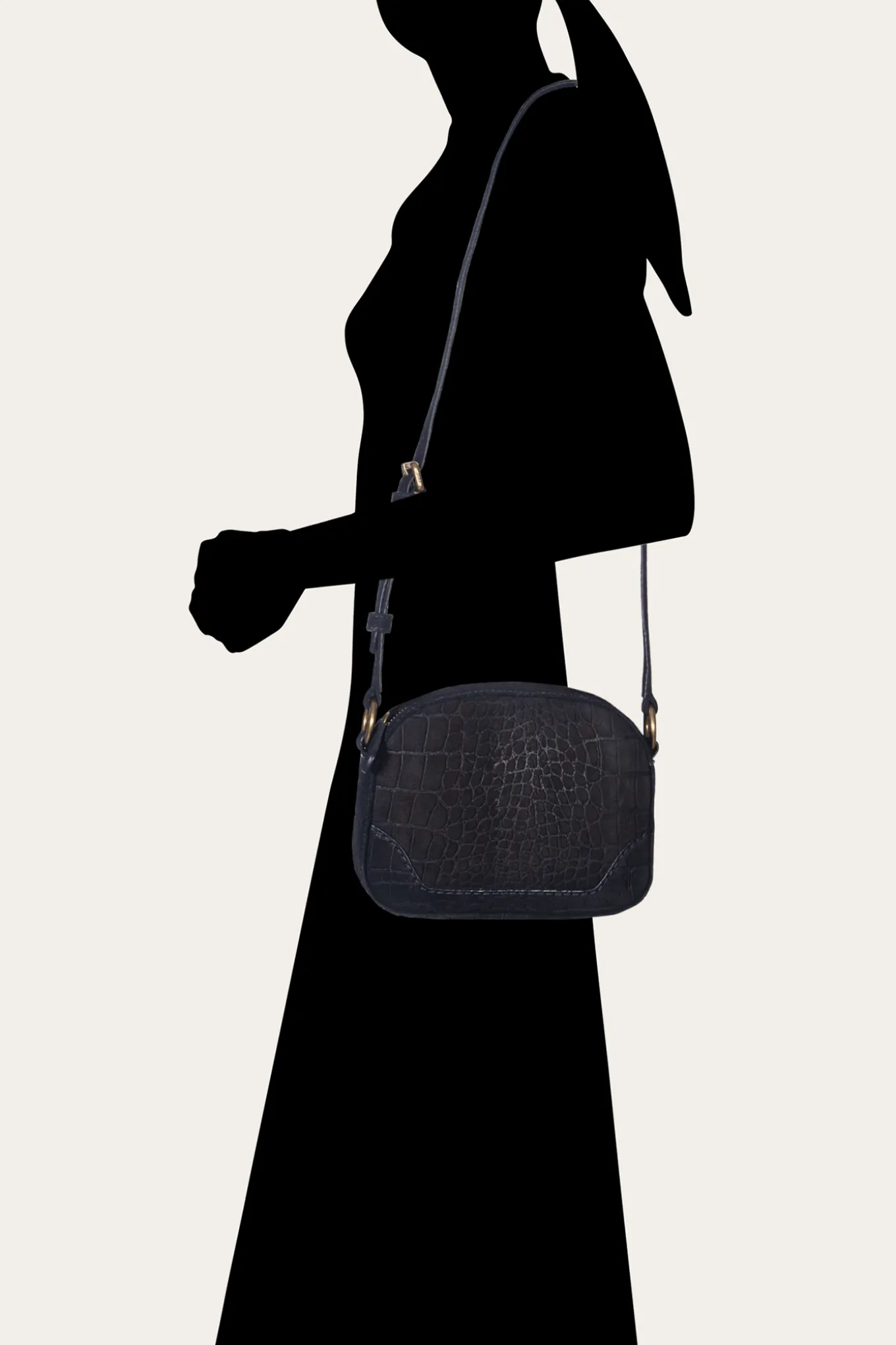 Handbags^Frye Melissa Sueded Croco Camera Black