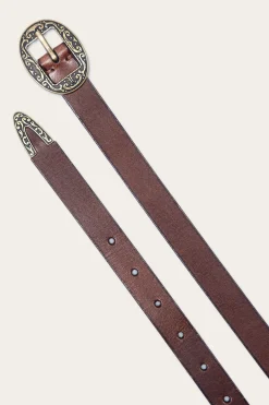 Belts^Frye 21mm Logo Western Center Bar Belt