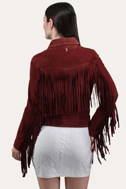 Leather Jackets^Frye Oxblood Fringed Jacket