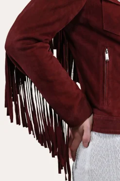 Leather Jackets^Frye Oxblood Fringed Jacket