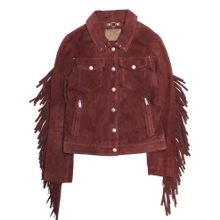 Leather Jackets^Frye Oxblood Fringed Jacket