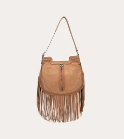 Handbags^Frye Piper Fringe Hobo Cognac