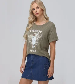 Tops^Frye Rolled Cuff Graphic Tee