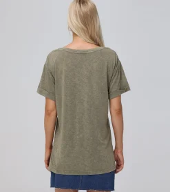 Tops^Frye Rolled Cuff Graphic Tee