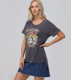 Tops^Frye Rolled Cuff Graphic Tee