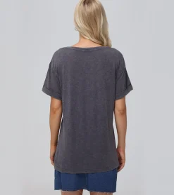 Tops^Frye Rolled Cuff Graphic Tee