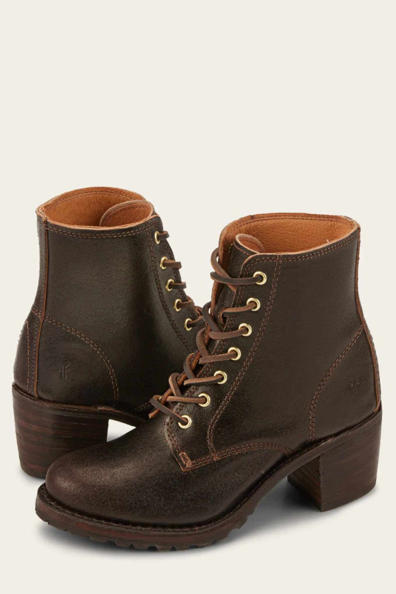 Booties^Frye Sabrina 6G Lace Up - 160Th Brown