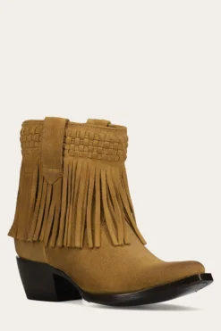 Booties^Frye Sacha Short Fringe Bootie