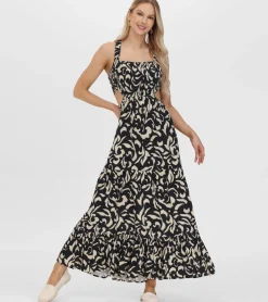 Dresses^Frye Smocked Cut Out Maxi Dress Black Beauty Combo