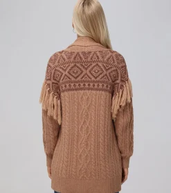 Tops^Frye Southwestern Cable Cardigan Brown