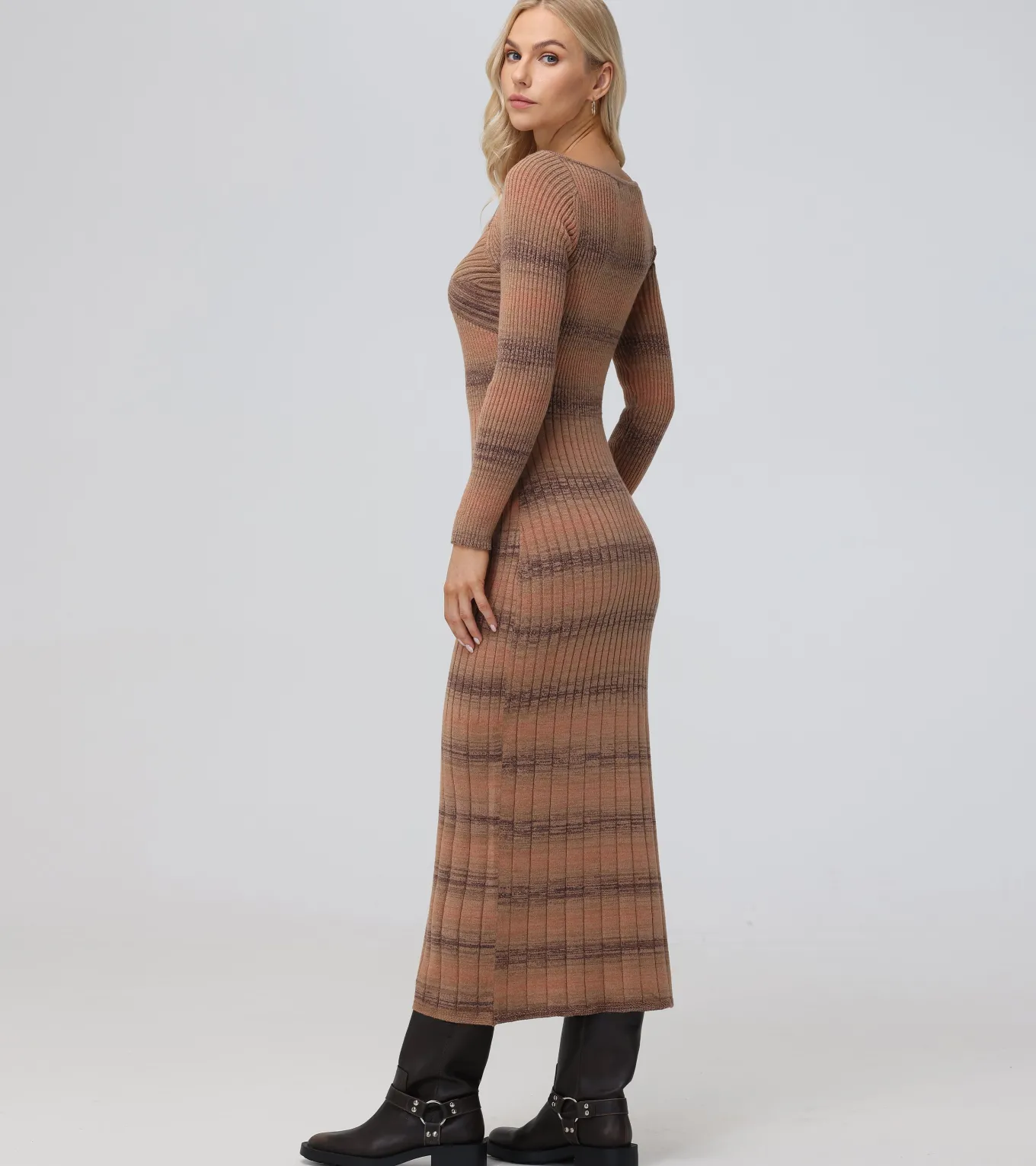 Dresses^Frye Sweetheart Neck Space Dye Sweater Dress Brown